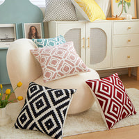 HKM-420307 Geometric Embroidered Cushion Pillow Cover - Modern Style 45x45cm in Various Colors