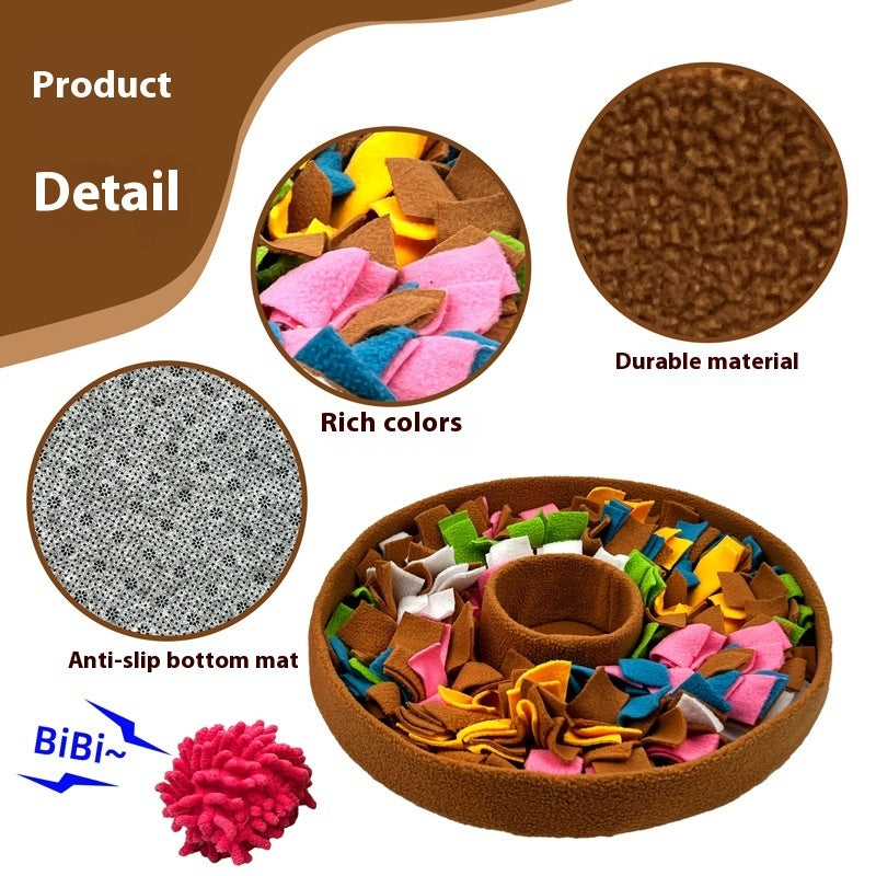 HKM-4204733 Pet Decompression Puzzle Mat for Food Hiding - Polyester, Brown and Lake Blue Options
