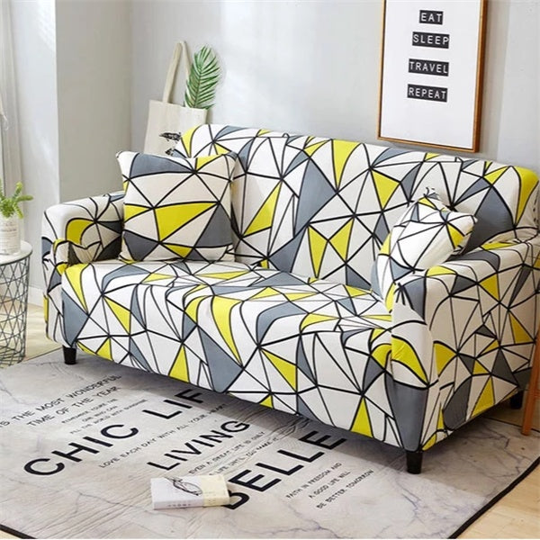 HKM-420563 Elegant Polyester Fiber Sofa Slipcover for One to Four Seat Sofas with Pillow Cases