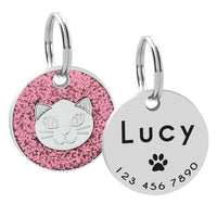 HKM-4206909 Heart-Shaped Metal Keychain for Pet Cat Lovers - 25mm Pendant