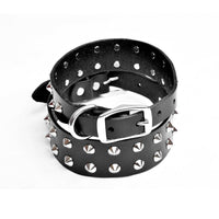 HKM-4207037 Cowhide Diamond Point Anti-Bite Pet Collar with Alloy Buckle - Available in Multiple Sizes