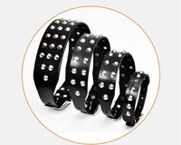 HKM-4207037 Cowhide Diamond Point Anti-Bite Pet Collar with Alloy Buckle - Available in Multiple Sizes