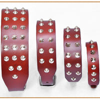 HKM-4207037 Cowhide Diamond Point Anti-Bite Pet Collar with Alloy Buckle - Available in Multiple Sizes
