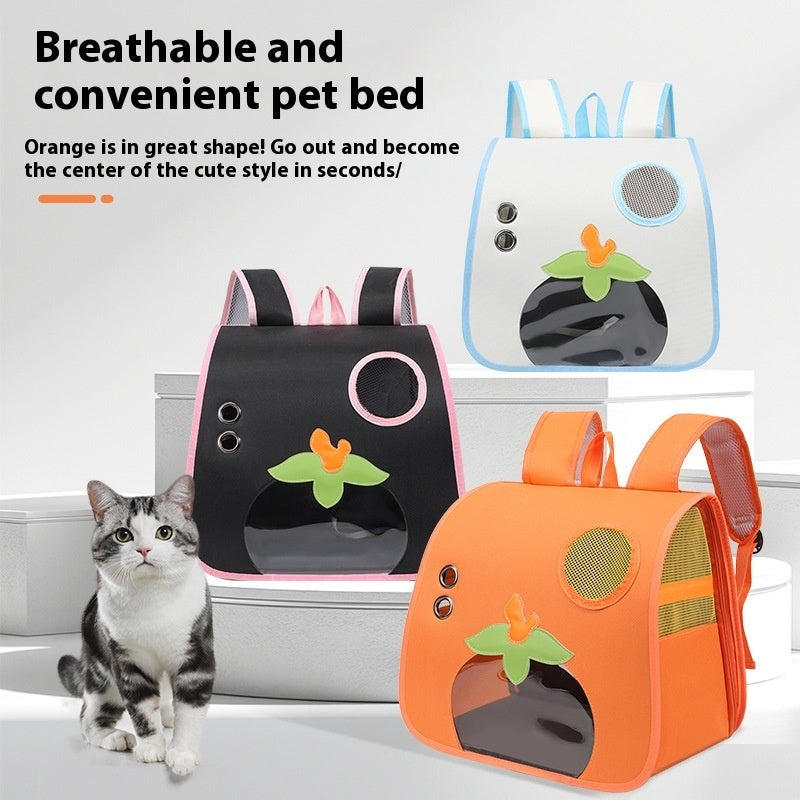 HKM-4207293 Large Capacity Lightweight Pet Backpack with Cartoon Design for Cats - Comfortable and Breathable, Nylon Material