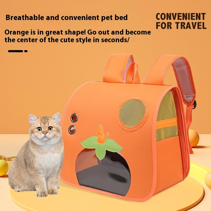 HKM-4207293 Large Capacity Lightweight Pet Backpack with Cartoon Design for Cats - Comfortable and Breathable, Nylon Material