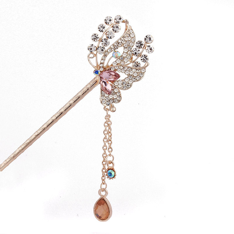HKM-420755 Korean Style Flower Design Alloy Hairpin with Electroplated Finish