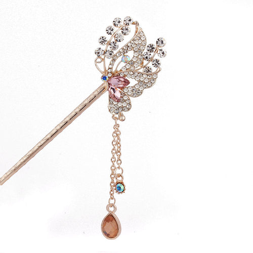 HKM-420755 Korean Style Flower Design Alloy Hairpin with Electroplated Finish