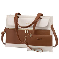HKM-420883 Elegant 15.6 Inch Laptop Tote Handbag for Office Professionals, Durable PU Leather Business Briefcase, Spacious Work Purse for Women