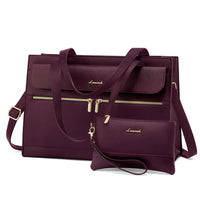 HKM-420883 Elegant 15.6 Inch Laptop Tote Handbag for Office Professionals, Durable PU Leather Business Briefcase, Spacious Work Purse for Women