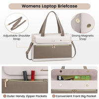 HKM-420883 Elegant 15.6 Inch Laptop Tote Handbag for Office Professionals, Durable PU Leather Business Briefcase, Spacious Work Purse for Women
