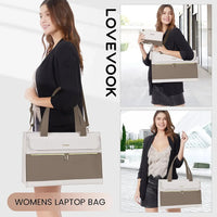 HKM-420883 Elegant 15.6 Inch Laptop Tote Handbag for Office Professionals, Durable PU Leather Business Briefcase, Spacious Work Purse for Women
