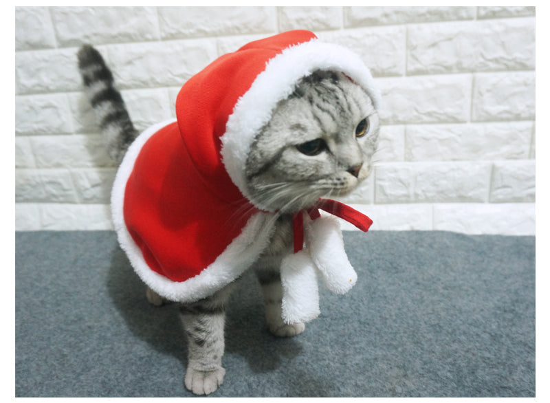 HKM-4209213 Red Pet Cloak for Cats and Small Dogs - Soft Christmas Dress for Festive Occasions