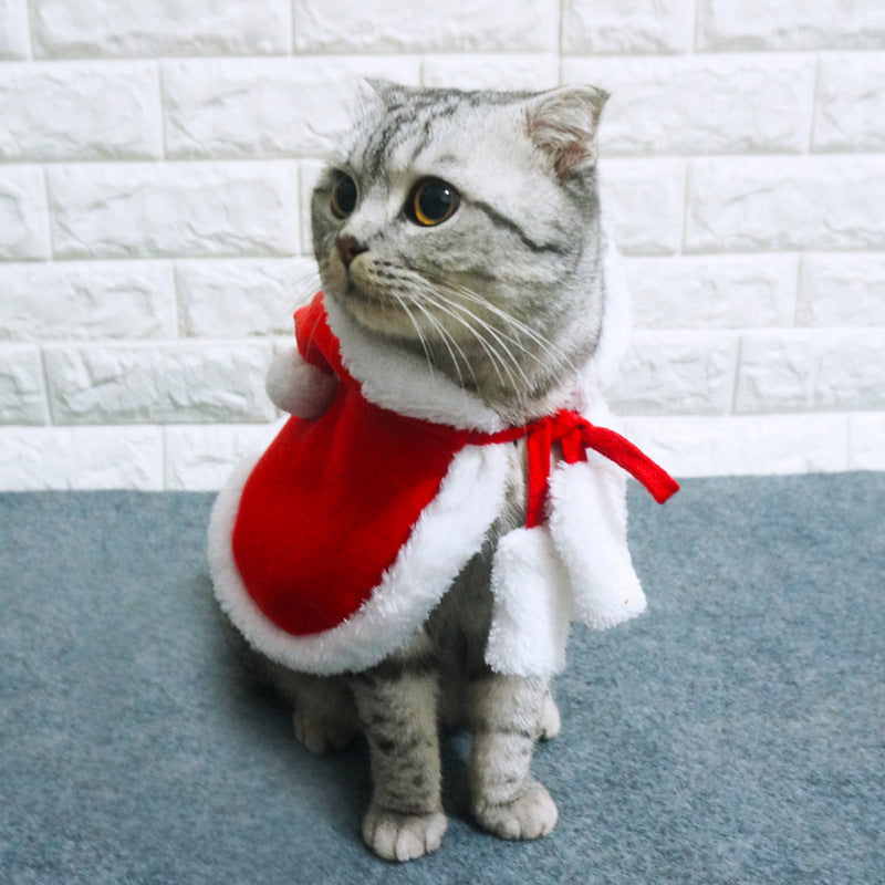 HKM-4209213 Red Pet Cloak for Cats and Small Dogs - Soft Christmas Dress for Festive Occasions