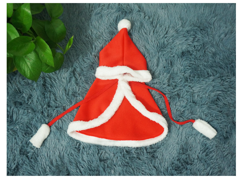 HKM-4209213 Red Pet Cloak for Cats and Small Dogs - Soft Christmas Dress for Festive Occasions