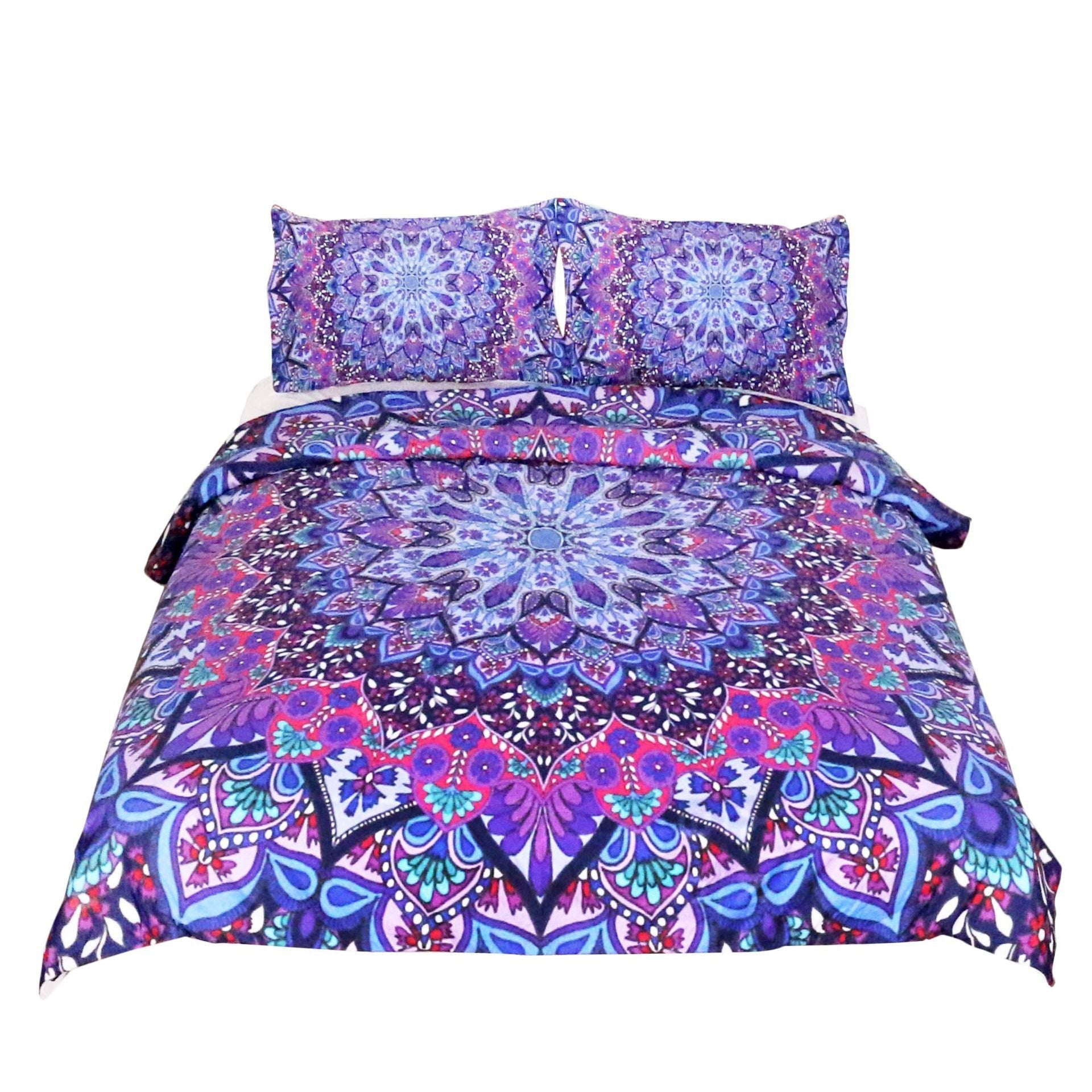 HKM-421011 Purple Red Quilt Cover Set with Pillow Shams - Multiple Sizes Available