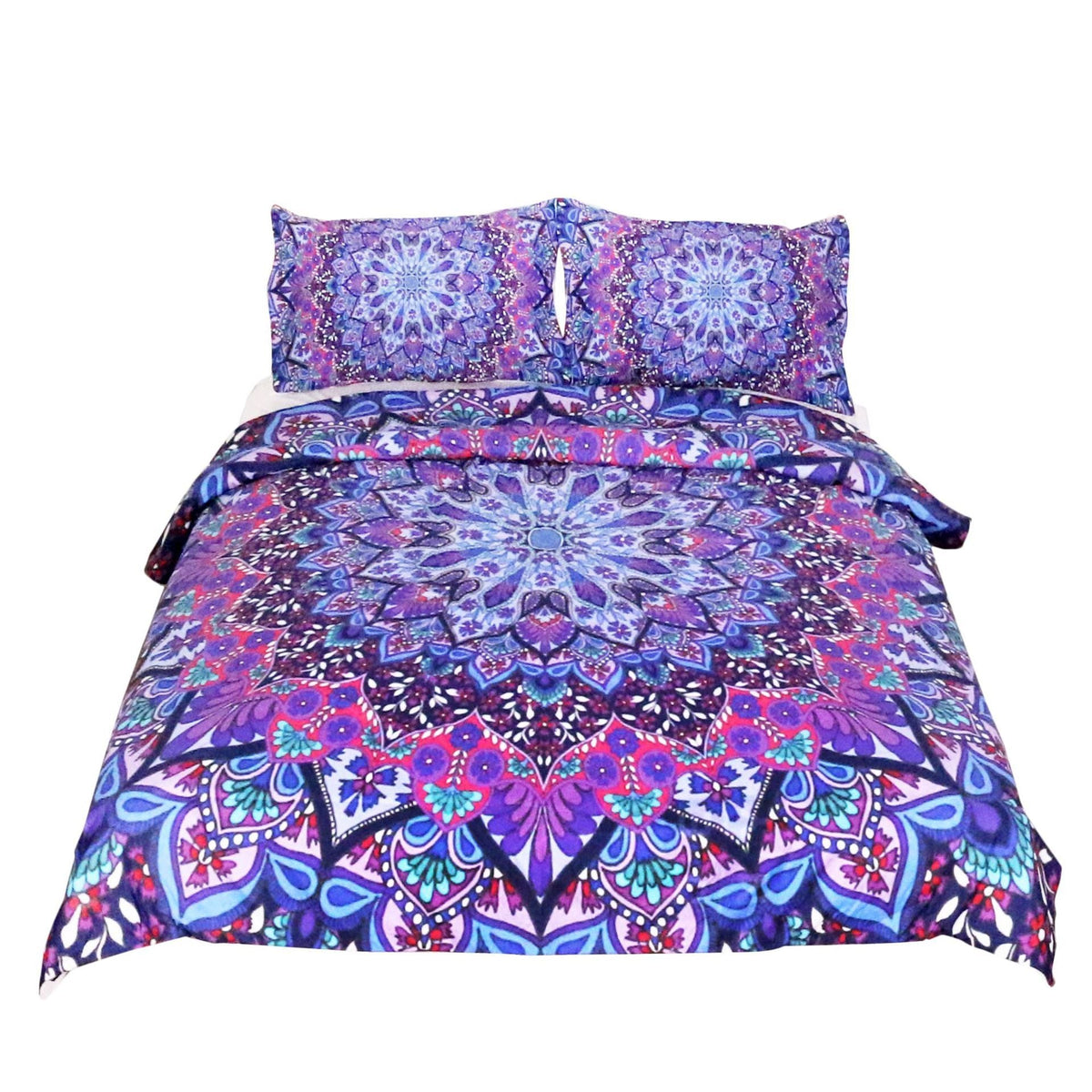 HKM-421011 Purple Red Quilt Cover Set with Pillow Shams - Multiple Sizes Available