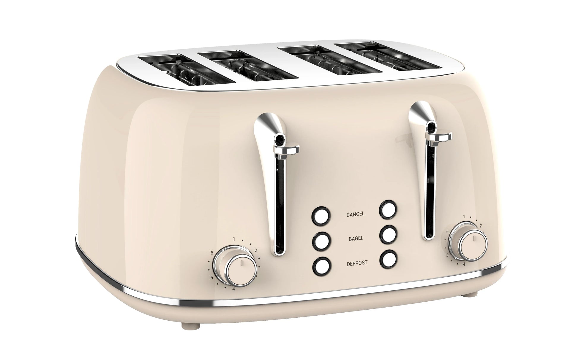 HKM-421075 Retro 4 Slice Wide Slot Bread Toaster with Even Baking and 6 Shade Levels