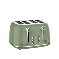 HKM-421075 Retro 4 Slice Wide Slot Bread Toaster with Even Baking and 6 Shade Levels