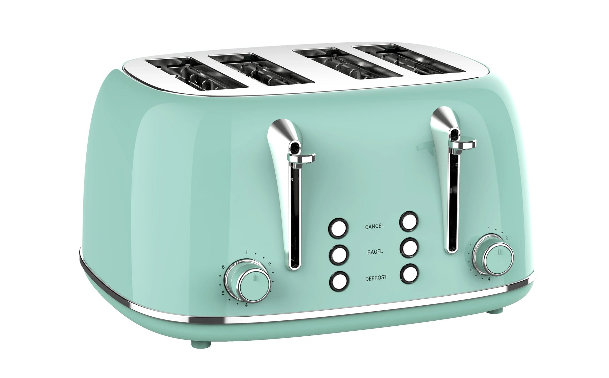 HKM-421075 Retro 4 Slice Wide Slot Bread Toaster with Even Baking and 6 Shade Levels