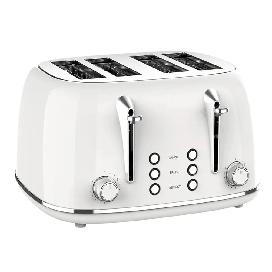 HKM-421075 Retro 4 Slice Wide Slot Bread Toaster with Even Baking and 6 Shade Levels