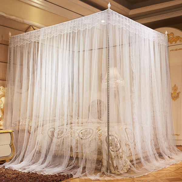HKM-421139 Princess-Style Floor Stand Mosquito Net with Three Doors - Thick Polyester Fiber, Multiple Colors and Sizes