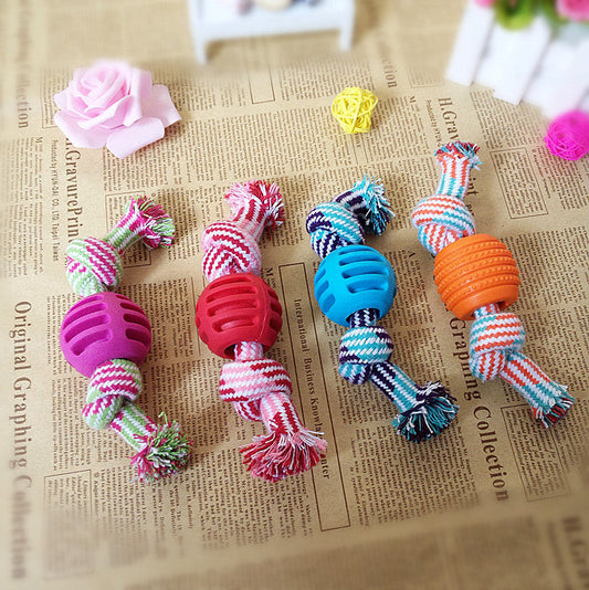 HKM-4211645 Cotton Rope Double Knot Ball Dog Toy for Tooth Cleaning and Chewing