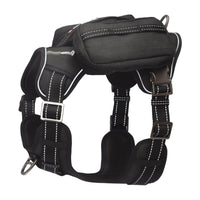 HKM-4212285 Tactical Dog Harness with Backpack, No Pull Front Clip, Adjustable Metal Buckles and Removable Side Pockets