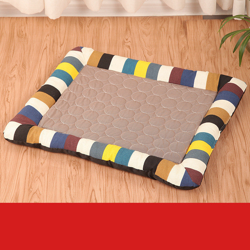 HKM-4212669 Cool Cushion Pet Mat for Cars - Available in Coffee and Blue Stripes, Multiple Sizes