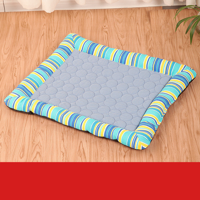 HKM-4212669 Cool Cushion Pet Mat for Cars - Available in Coffee and Blue Stripes, Multiple Sizes