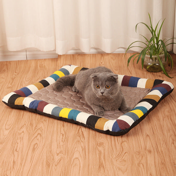 HKM-4212669 Cool Cushion Pet Mat for Cars - Available in Coffee and Blue Stripes, Multiple Sizes