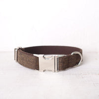 HKM-4212797 Adjustable Dark Brown Polyester Dog Collar Ring - Scalable Size XS to XL