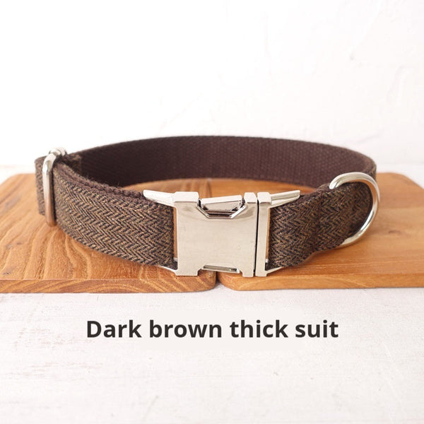 HKM-4212797 Adjustable Dark Brown Polyester Dog Collar Ring - Scalable Size XS to XL