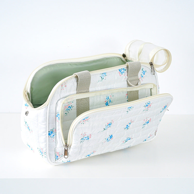 HKM-4213053 Portable Canvas Crossbody Dog Carrier Bag - Small Pet Travel Shoulder Bag in Blue
