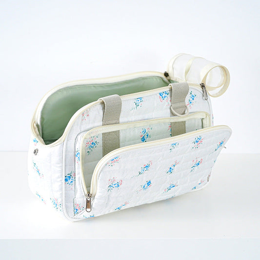 HKM-4213053 Portable Canvas Crossbody Dog Carrier Bag - Small Pet Travel Shoulder Bag in Blue