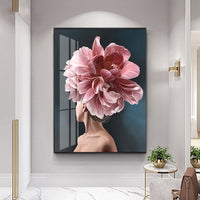 HKM-421331 Flower Woman Canvas Art - Hand-Painted Design on Chemical Fiber Cloth, Unframed Decor Featuring People and Flowers