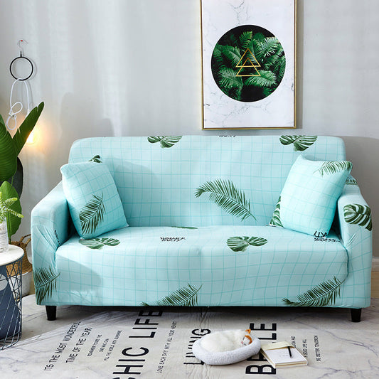 HKM-421395 Printed Stretch Sofa Cover - Polyester Fabric, Fits Single to Four-Seater Sofas, Includes Pillowcase