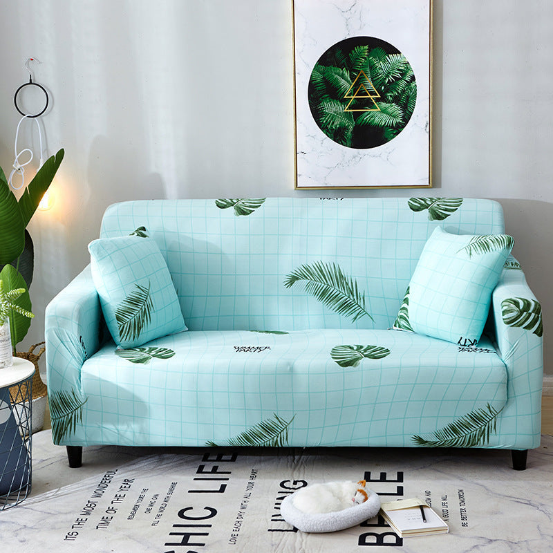 HKM-421395 Printed Stretch Sofa Cover - Polyester Fabric, Fits Single to Four-Seater Sofas, Includes Pillowcase