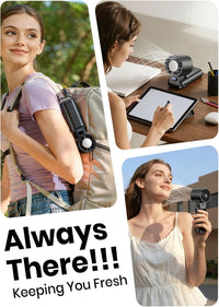 HKM-4214099 Portable Handheld Turbo Fan with 1-199 Speed Adjustment, Rechargeable Battery, LED Display, and 4-in-1 Design, Black