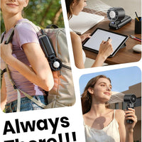 HKM-4214099 Portable Handheld Turbo Fan with 1-199 Speed Adjustment, Rechargeable Battery, LED Display, and 4-in-1 Design, Black