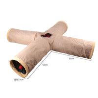 HKM-4214461 Khaki & Gray Suede Cat Tunnel Toy for Playful Pets