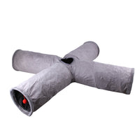 HKM-4214461 Khaki & Gray Suede Cat Tunnel Toy for Playful Pets
