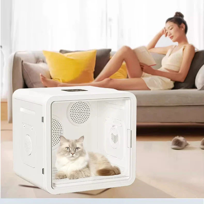 HKM-421587 Dual Motor 82L Automatic Pet Hair Dryer Box for Cats and Dogs - Eco-Friendly Indoor and Outdoor Grooming Solution