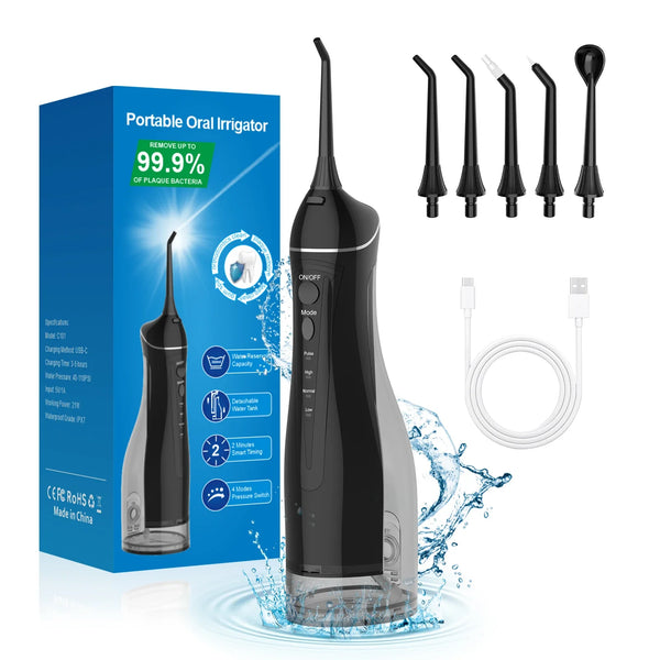 HKM-421651 Portable Oral Water Flosser with 4 Adjustable Modes for Home and Travel Use