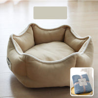 HKM-4216637 Cozy Removable Cat Litter Bed with Washable Blanket for All Seasons