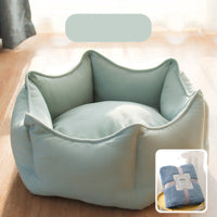 HKM-4216637 Cozy Removable Cat Litter Bed with Washable Blanket for All Seasons