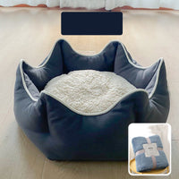 HKM-4216637 Cozy Removable Cat Litter Bed with Washable Blanket for All Seasons