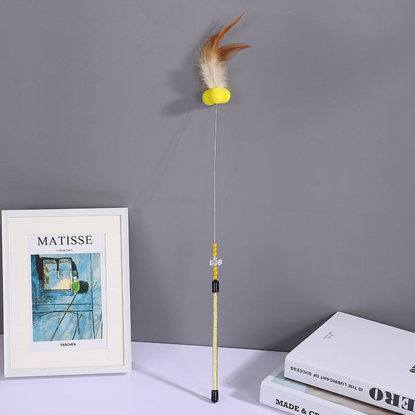 HKM-4217405 Cat Playing Rod with Glutinous Rice Ball, Steel Wire Teaser, 60cm Length, Multiple Colors Available