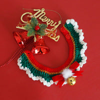 HKM-4218557 Festive Cat Collar Scarf with Pompom Bell and Lace in Gift Box