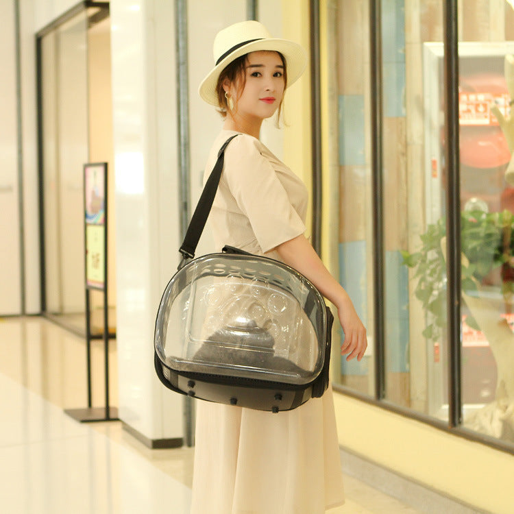 HKM-4218813 Foldable Transparent Pet Handbag for Small Dogs and Cats, Waterproof EVA Material, Lightweight Design
