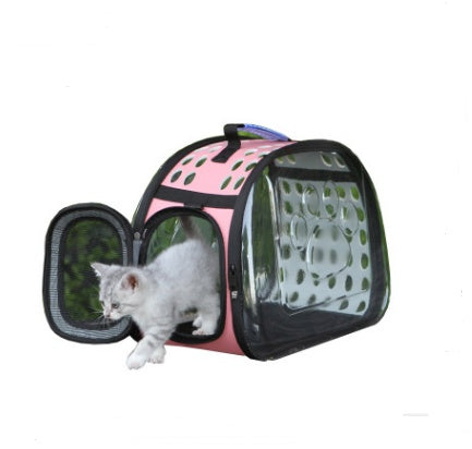 HKM-4218813 Foldable Transparent Pet Handbag for Small Dogs and Cats, Waterproof EVA Material, Lightweight Design